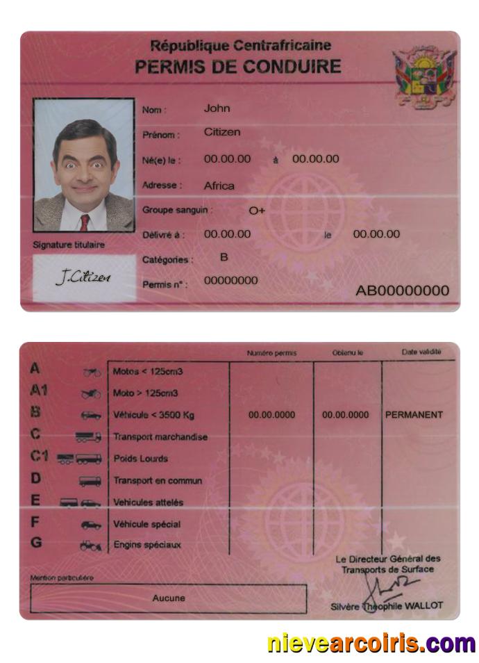 Central African driving license